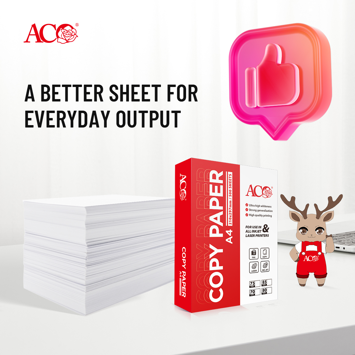ACO A4 copy paper for office printing and global B2B office supply buyers