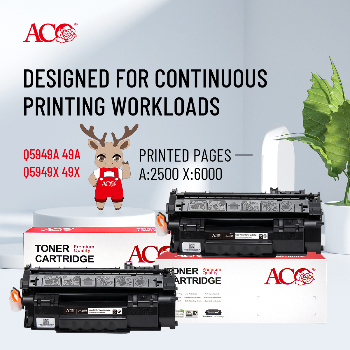 ACO Q5949A Q5949X compatible toner cartridge for continuous office printing workloads with high page yield and stable printing performance.