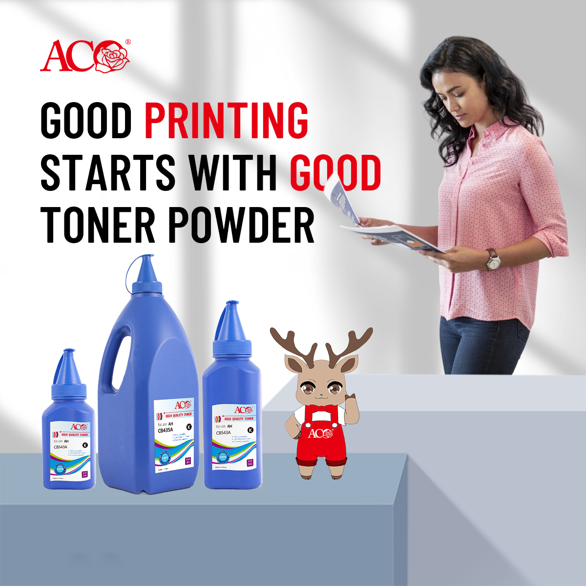 ACO toner powder for toner cartridge production and professional printing supplies