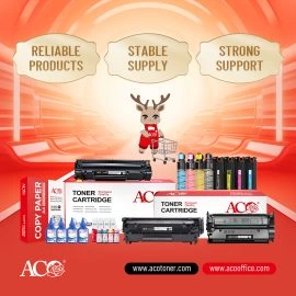 ACO provides professional printing consumables including toner cartridges, refill ink, and copy paper solutions designed for global office and industrial printing needs.